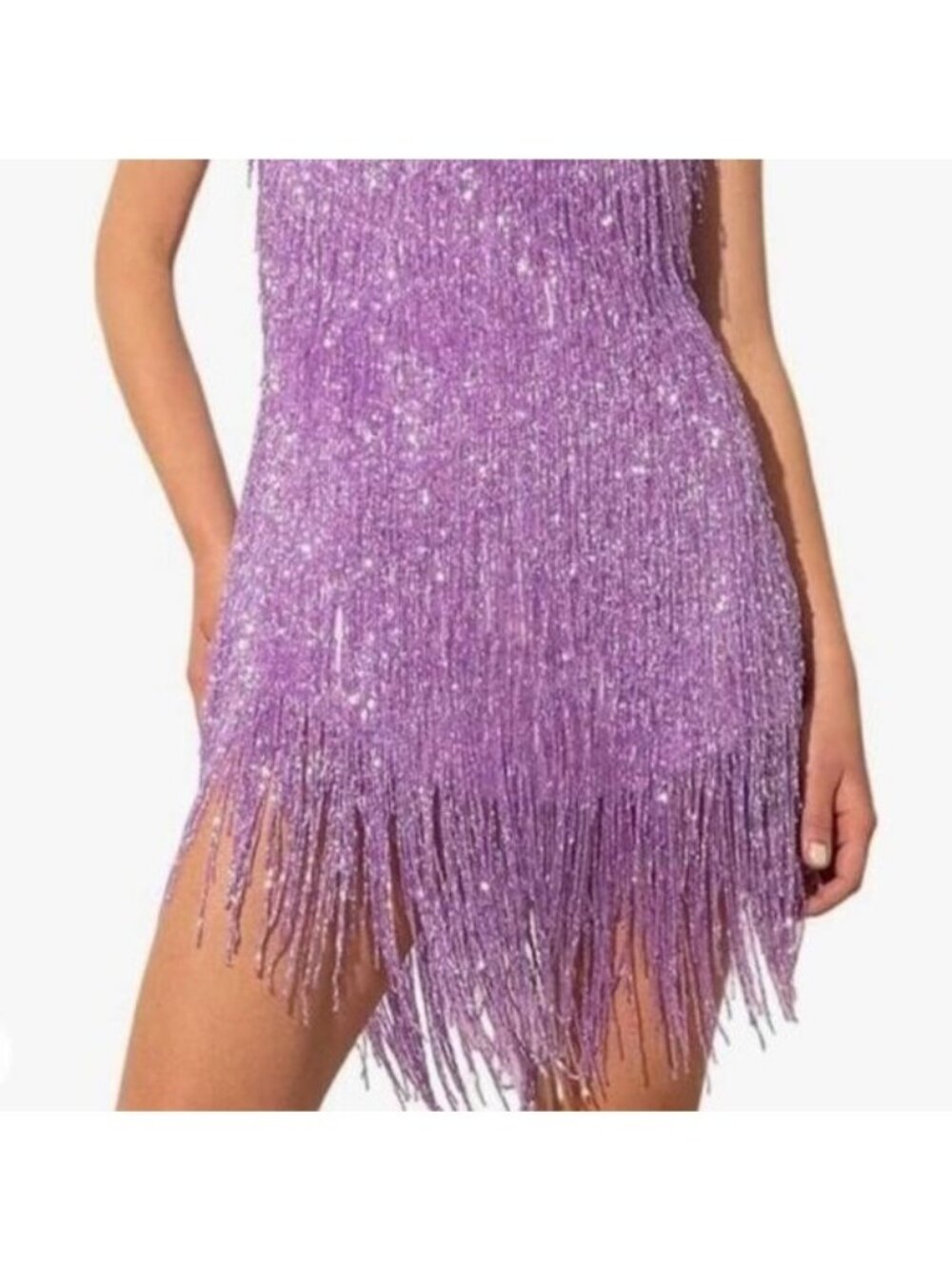 Brazilian Tassel Sparkle Dancers Costume Dress Purple Lilac Lavender size large